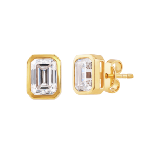 Stud Bezel Emerald Moissanite