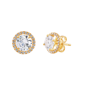Stud Halo Round Moissanite