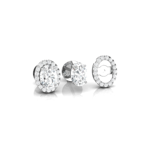 Oval with Halo Jacket Stud Earrings