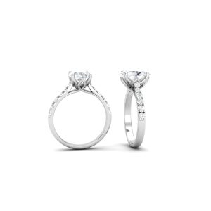 Flower Twisted Oval Solitaire with Pavé (1.5 CT)